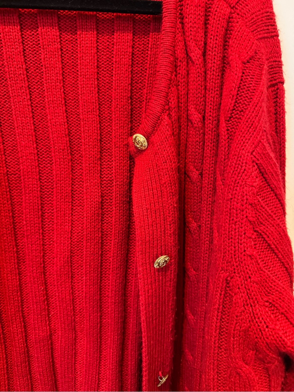 Classic Elements Red Ribbed Cable-Style Button Cardigan - Picture 2 of 4